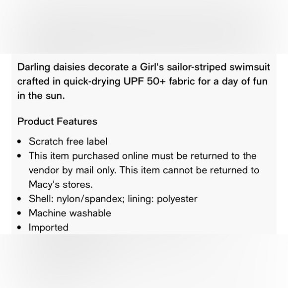 Little Me Navy and White Gingham Swimsuit with Daisy Details - Picture 2 of 5